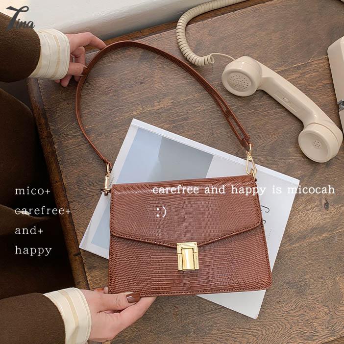 Túi đeo vai nữ Micocah 2021 thiết kế sang trọng với da gân, phong cách retro Hàn Quốc