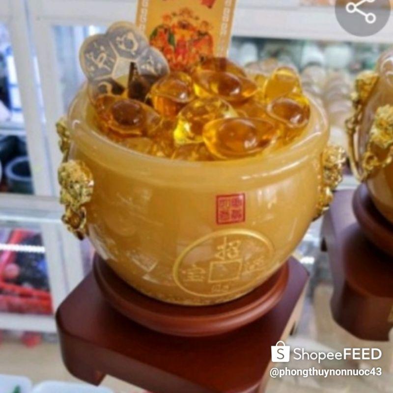 Bát Tụ Bảo Phong thuỷ Đá Ngọc Chiêu Tài Lộc, kích thước 12cm, 15cm Có đế đẹp