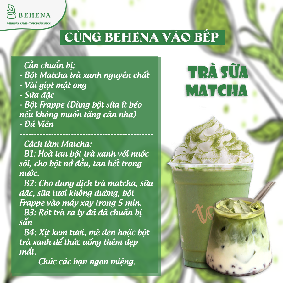 Bột trà xanh đắp mặt matcha nguyên chất làm bánh Nhật Bản tắm trắng Behena Minh Anpha