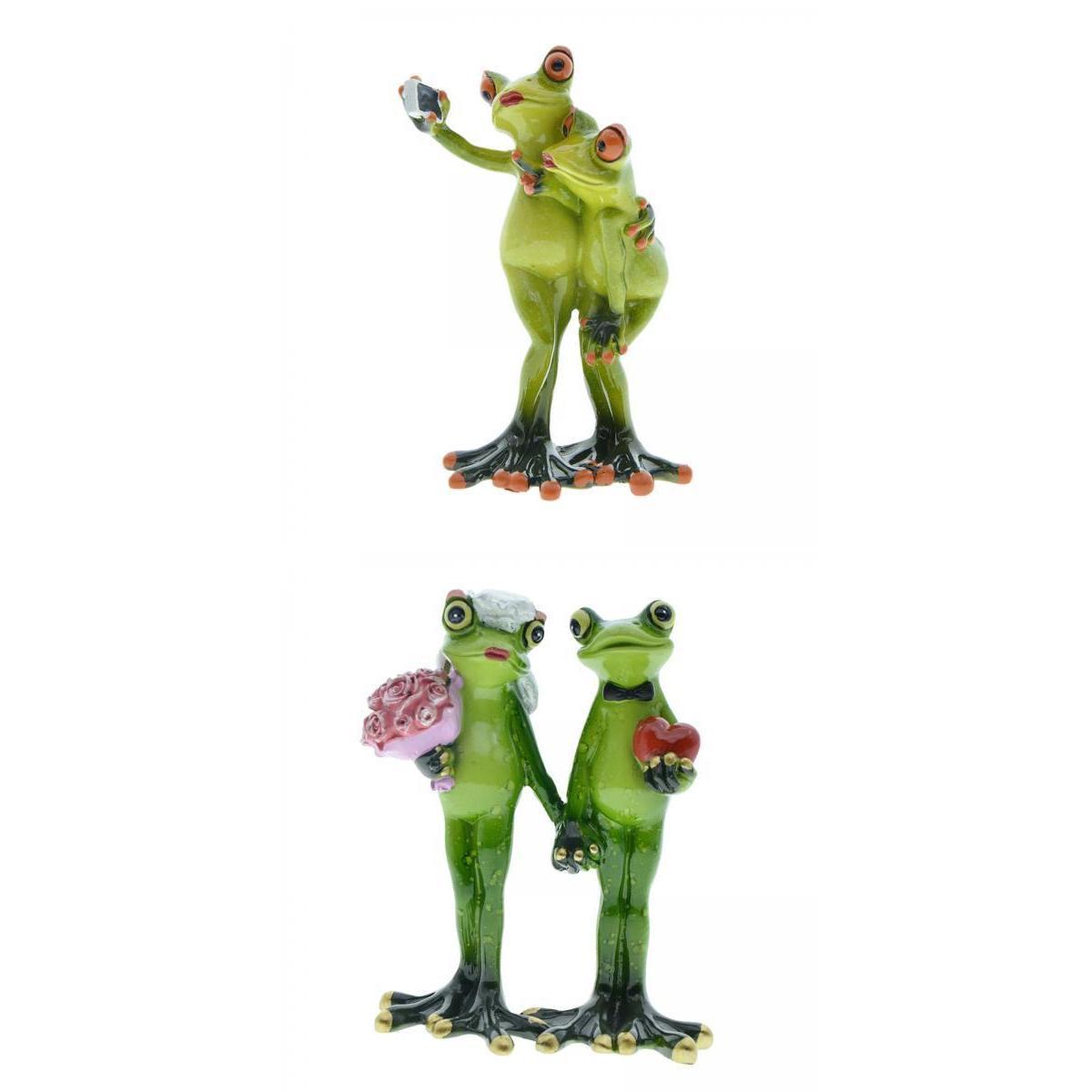 2Pcs Frog Garden Statue Outdoor Patio Resin Figurines Decoration