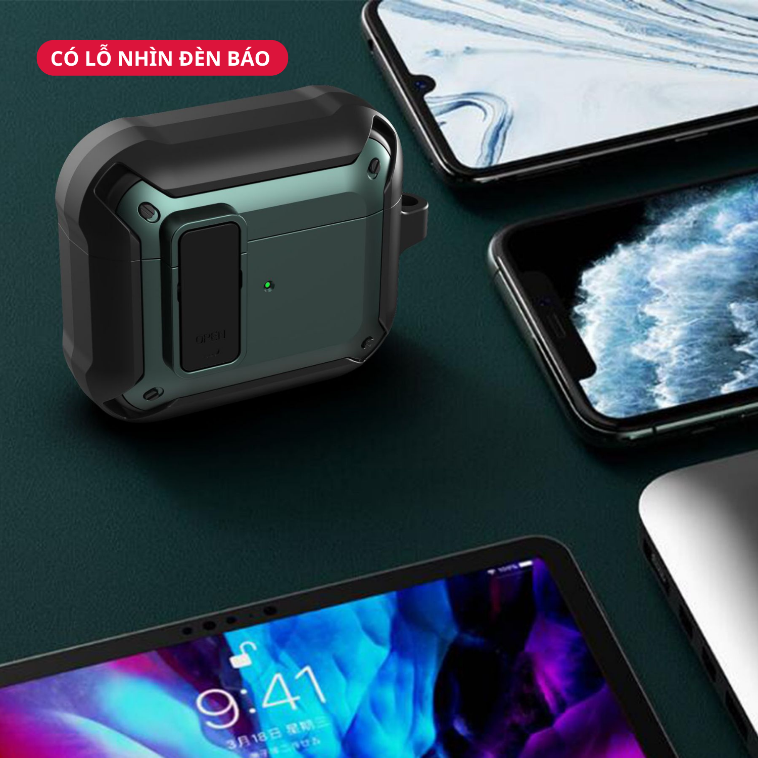 Ốp Case Vỏ Bảo Vệ Dành Cho Airpod Pro 2 (Gen 2 - 2022) Có Móc Khóa Chống Rơi Nắp - Hàng Chính Hãng Tamayoko