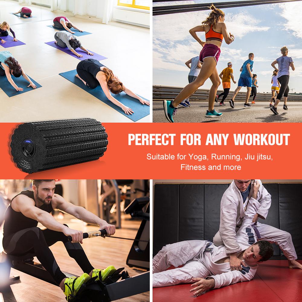 Con Lăn Massage Phục Hồi Cơ Foam Roller 4 Tốc Độ Hỗ Trợ Tập Gym | Yoga