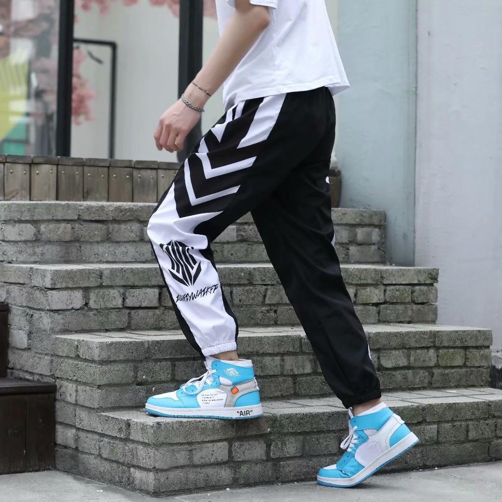 Quần dài thể thao ống rộng phối màu thời trang nam tính