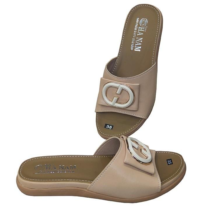 Dép Nữ Quai Ngang Đế Bệt TiTi ĐÔ Da Bò Thật Cao Cấp DNU2066a