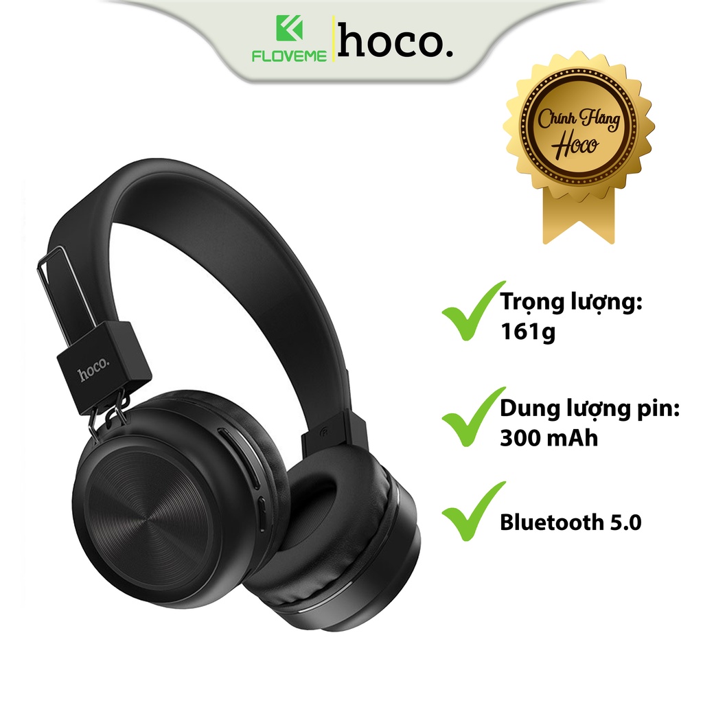 Tai Nghe Chụp Tai Không Dây Bluetooth Dành Cho Hoco W25 , Pin 300mAh ,Bluetooth 5.0 ,Thời Gian Nghe Gọi 12 Giờ - Hàng Chính Hãng