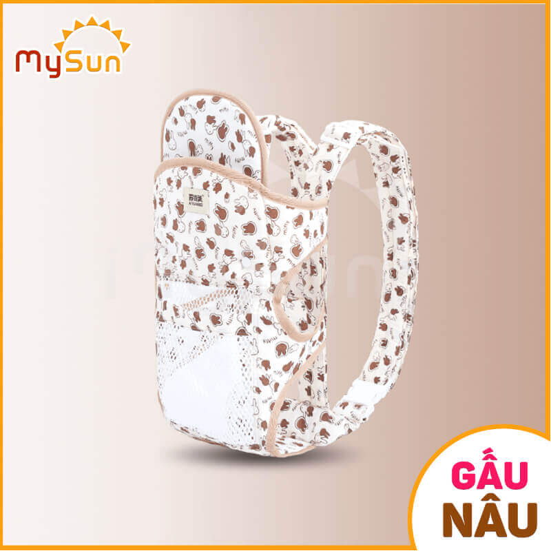 Đai địu vải 4 tư thế có đỡ cổ cho bé sơ sinh, trẻ em 36 tháng tuổi ngồi xe máy an toàn - MySun