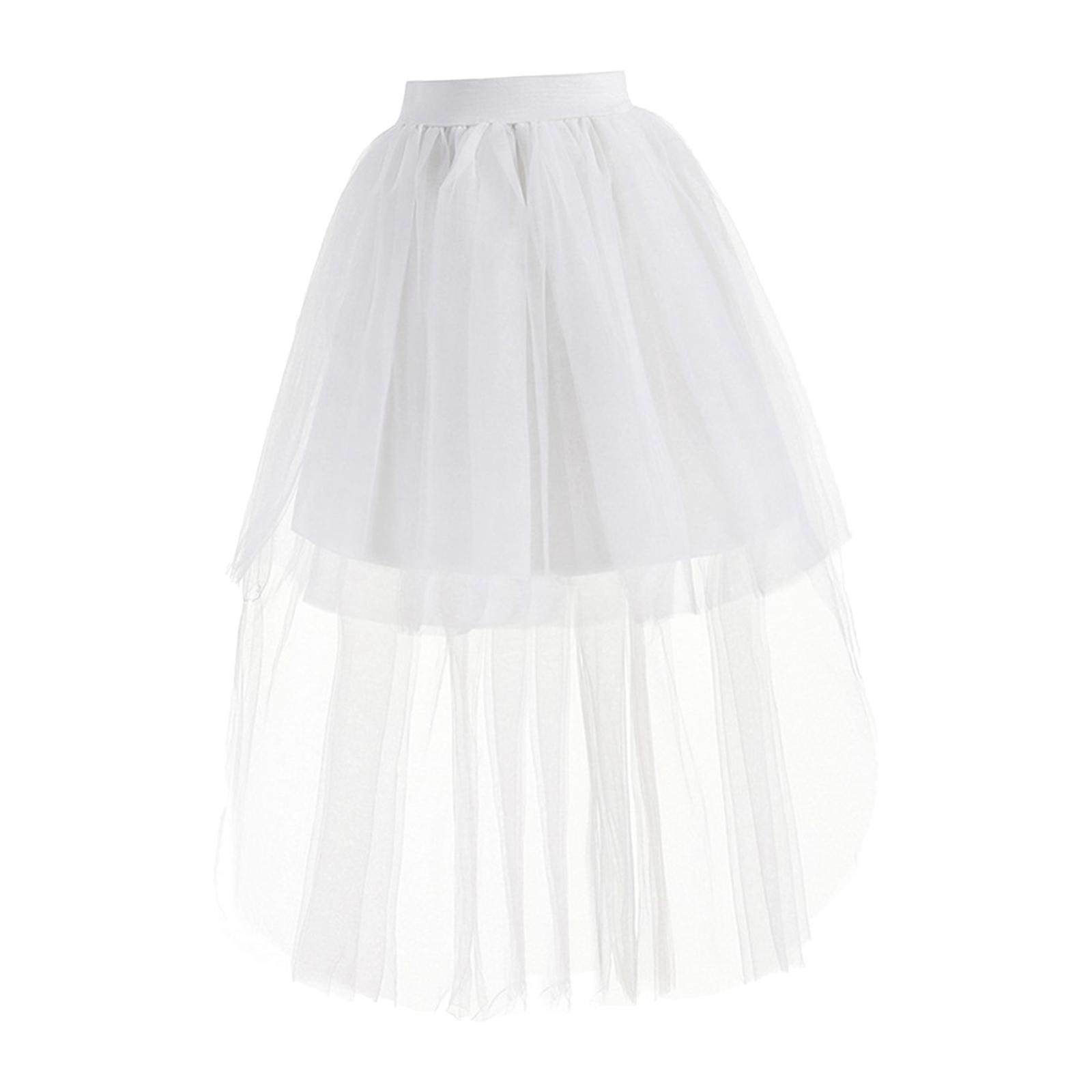 Mini Women Long Tulle Skirt Layered MIDI Skirt A Line Overlay Maxi Skirt Evening Prom Elastic High Waist Dancewear Cosplay