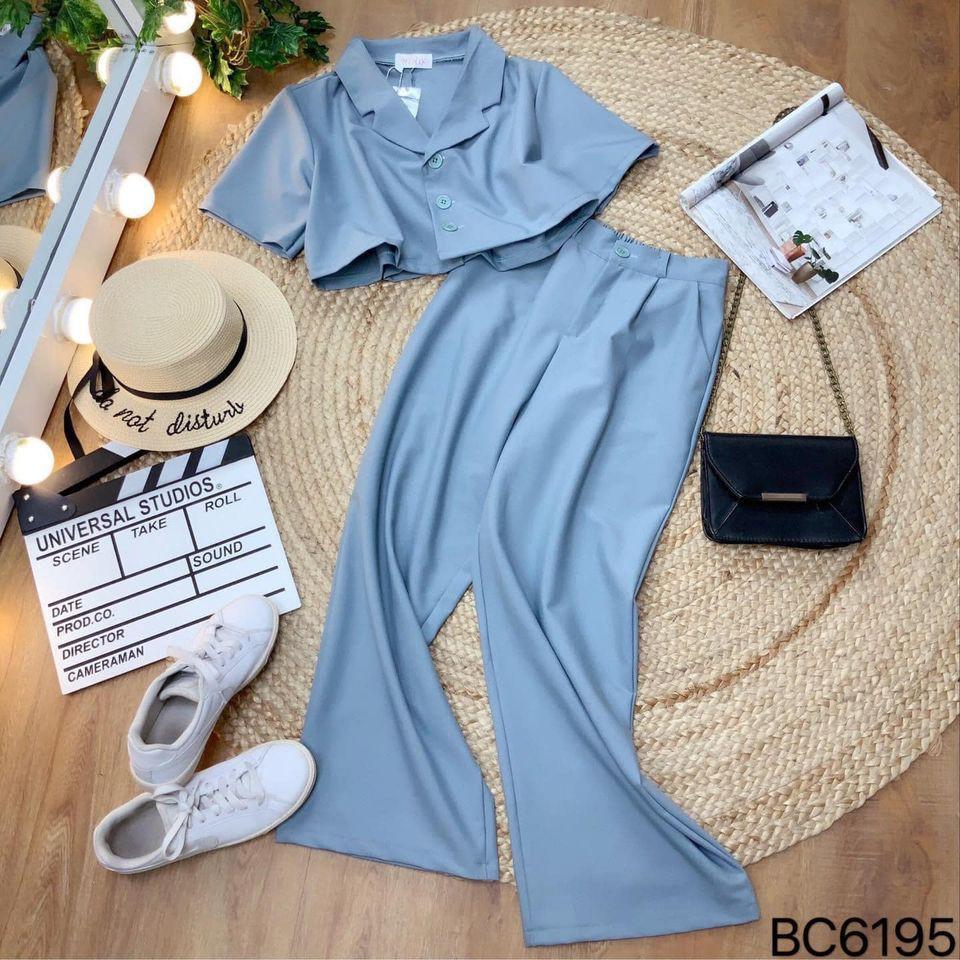 Áo blazer Croptop kèm quần ống rộng phong cách ulzzang năng động trẻ trung.Sét bộ đi chơi đi tiệc thời trang nữ