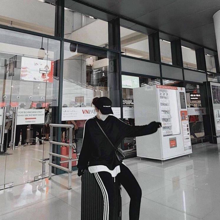 Bộ Thể Thao Nữ Áo Phối Vạt Sơ Mi Quần Legging 3 Sọc