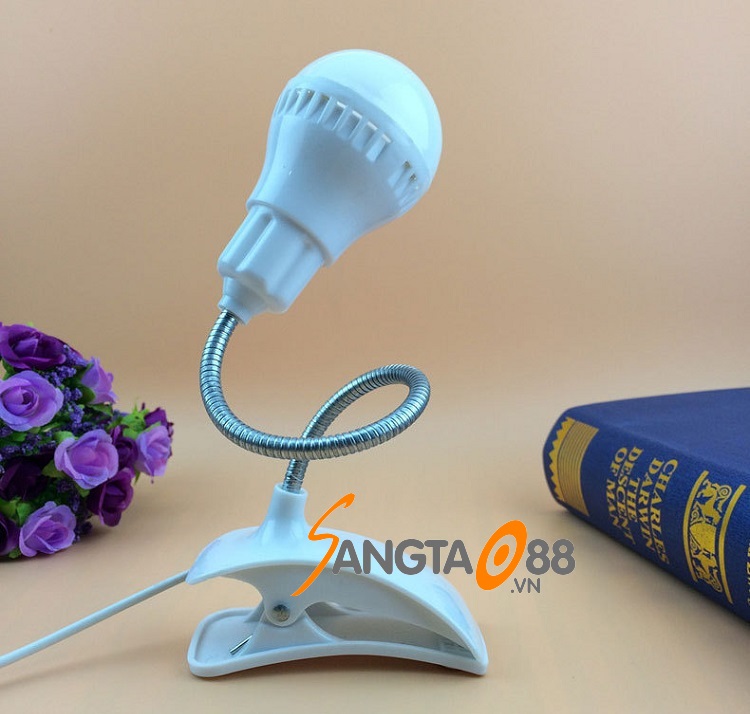 Đèn led mini để bàn học sáng trắng cắm USB, thân uốn dẻo điều chỉnh hướng đa năng (Tặng 2 nút kẹp dây điện cao su- giao màu ngẫu nhiên)