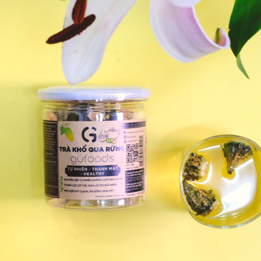 Trà khổ qua rừng (mướp đắng rừng) GUfoods (Vị nguyên chất / Vị Gạo lứt thảo mộc) - Mát gan, Giải nhiệt, Thanh lọc cơ thể, Thư giãn tinh thần, Cải thiện giấc ngủ