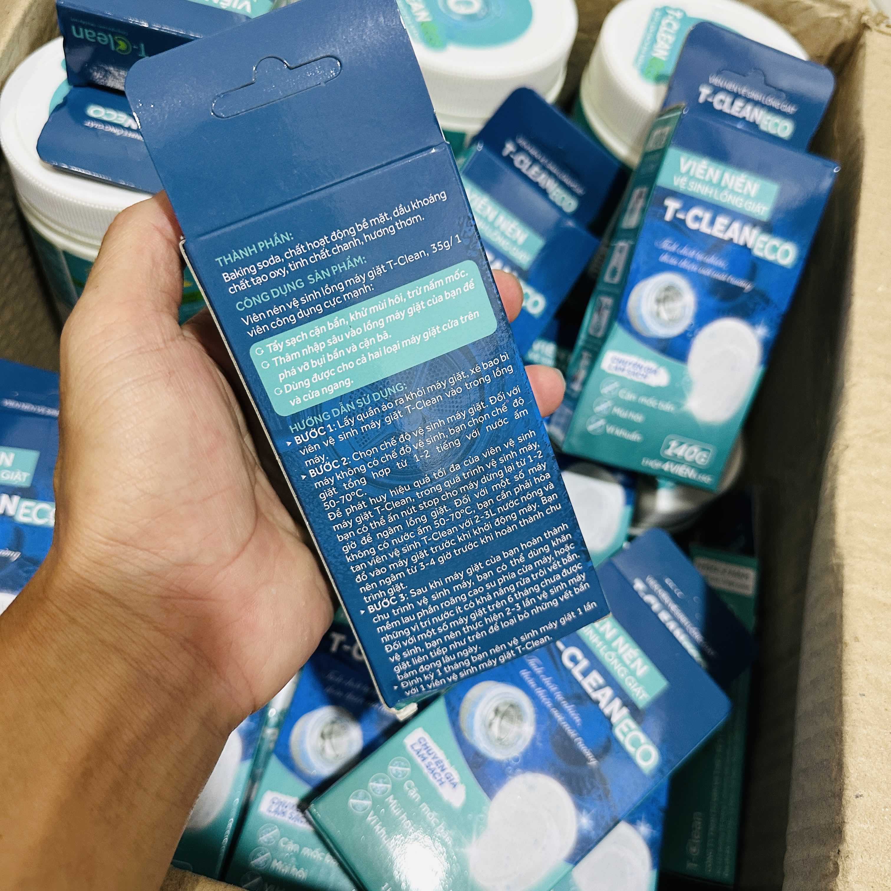 Viên Tẩy Vệ Sinh Lồng Máy Giặt T-Clean 4 Viên - Loại Bỏ Mùi Hôi - Cặn Bẩn Lâu Ngày - Giúp Quần Áo Thơm Tho
