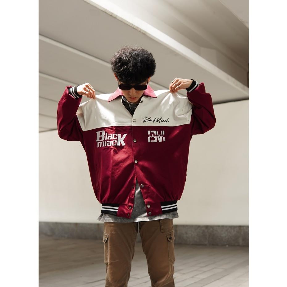 Áo Khoác Rockie Bomber Varsity, cổ bẻ, Full Thêu BLACKMIACK Varsity Jacket BM3