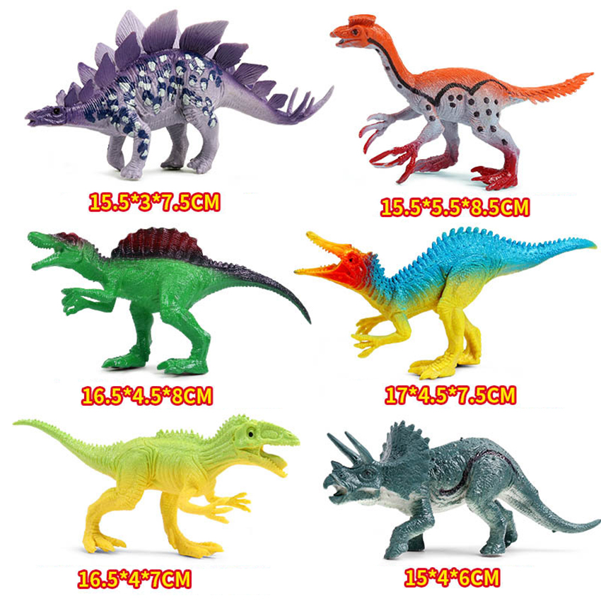 Bộ 6 đồ chơi mô hình Khủng Long kỉ Jura World (Size lớn 6x17 cm) Dinosauria Jurassic nhựa PVC an toàn cho bé 3 tuổi