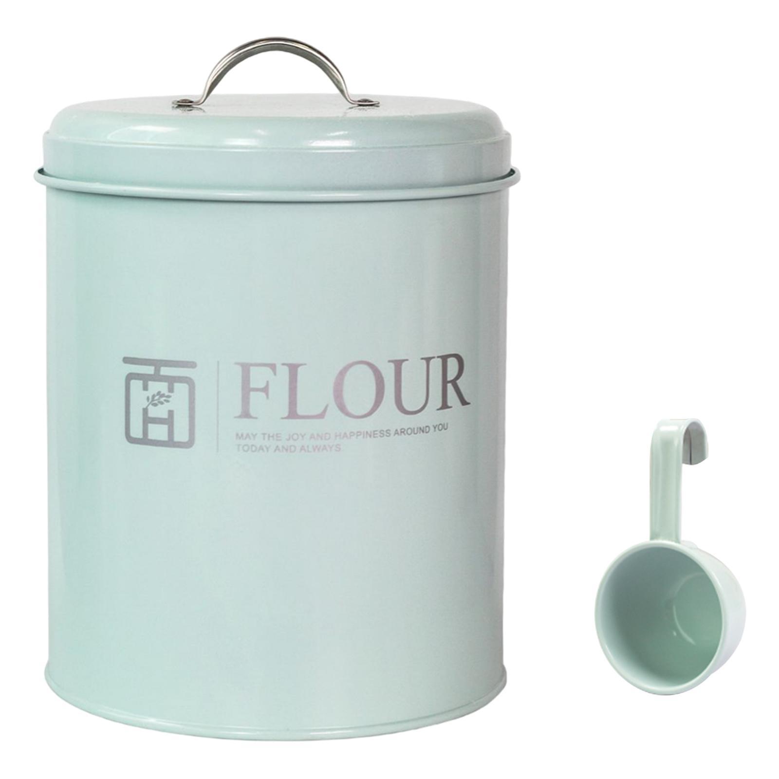 2x Airtight Flour Storag Bucket 2.5kg with Spoon for Flour Coffee Powder