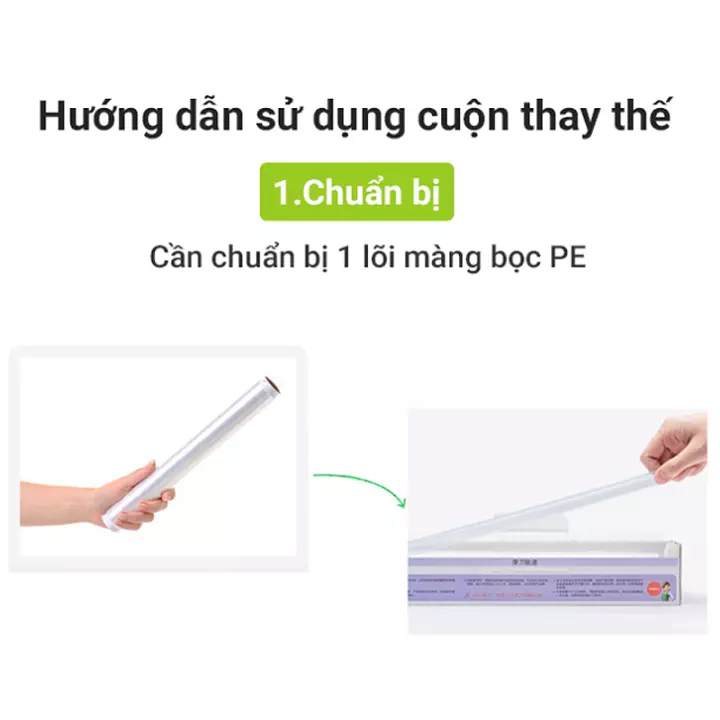 Combo 1 màng bọc thực phẩm PE + 1 lõi màng bọc  MyJae Đài Loan 30cm x 120m dạng dao cắt trượt bảo quản thực phẩm an toàn tiện lợi