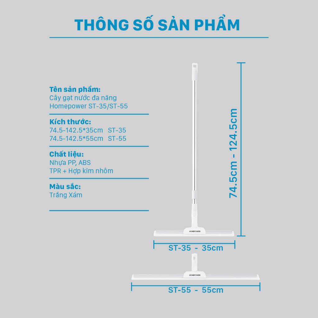 Cây Gạt Nước Đa Năng Homepower ST-35 / ST-55 Chổi Gạt Kính, Gạt Nước Sàn Nhà Lưỡi Gạt TPR Xoay 180 Độ