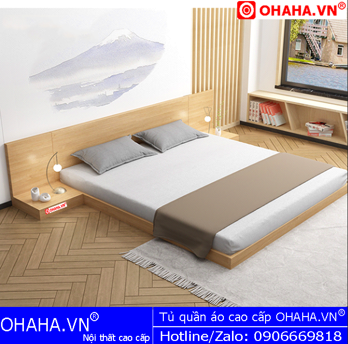 Giường ngủ gỗ kiểu Nhật OHAHA (180x200)cm