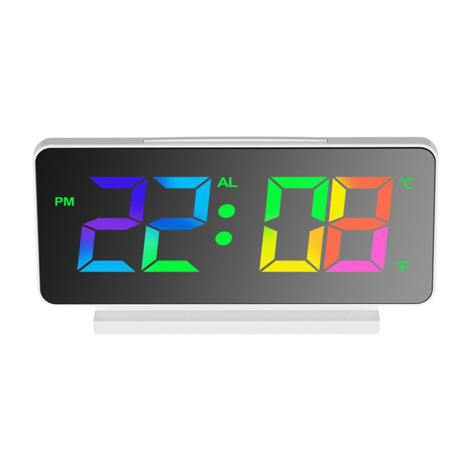 Colorful  Clock Large LED Display Table USB Calendar Seniors Bedroom