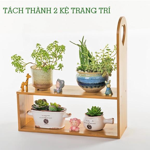 Kệ tre để bàn đa năng để chậu hoa, cây cảnh - kệ sách để bàn RE0242