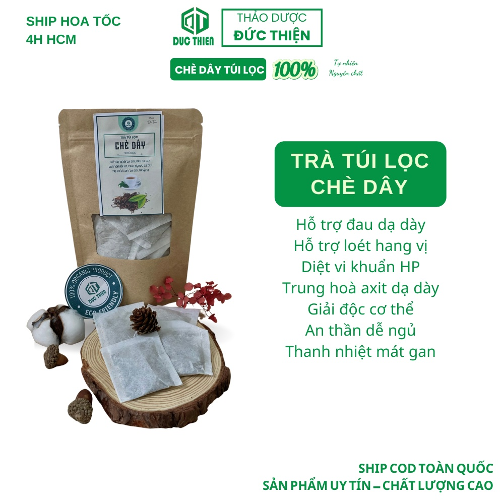 Trà Chè Dây Túi Lọc Đức Thiện - Hỗ Trợ Đau Dạ Dày, Trào Ngược Dạ Dày, Khuẩn HP Khoa Học Chứng Minh