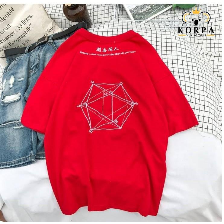 Áo thun tay lỡ form rộng họa tiết hình học - Unisex nam nữ đều mặc được