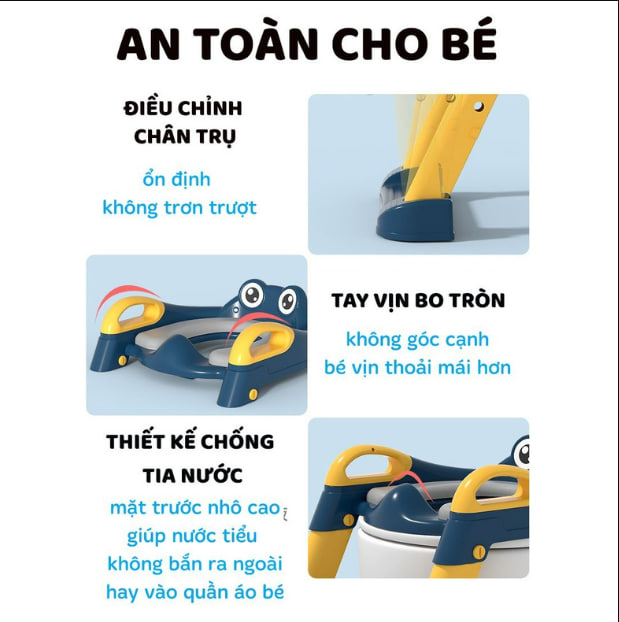 Thang Bô Vệ Sinh Cho Bé,Cao Cấp Thế Hệ Mới Dùng Cho Bé Trai Và Bé Gái,Có Tay Vịn,Tựa Lưng,Đệm Ngồi Êm Ái