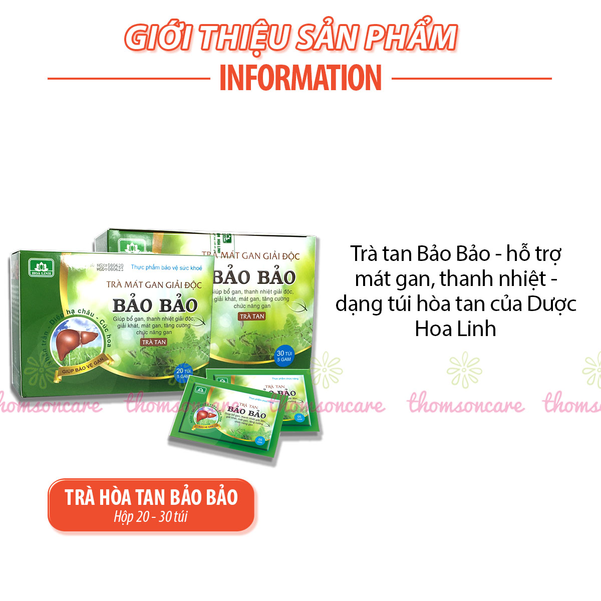 Trà Bảo Bảo - Hỗ trợ giải độc gan, thanh nhiệt, giải độc, ngăn ngừa mụn nhọt - Từ diệp hạ châu, nhân trần, đẳng sâm