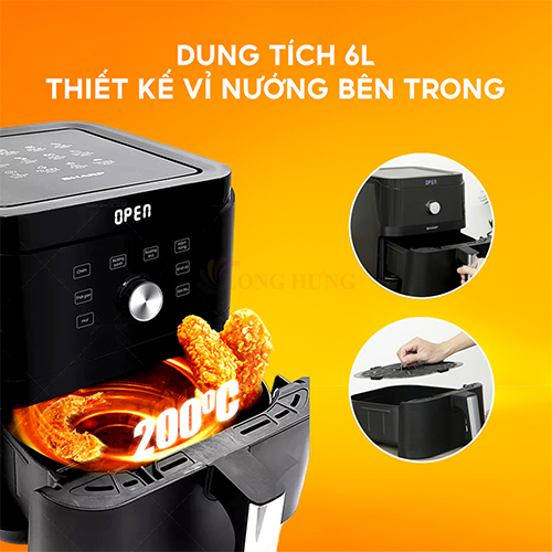 Nồi chiên không dầu điện tử Sharp 6 lít KF-AF60EV - Hàng chính hãng