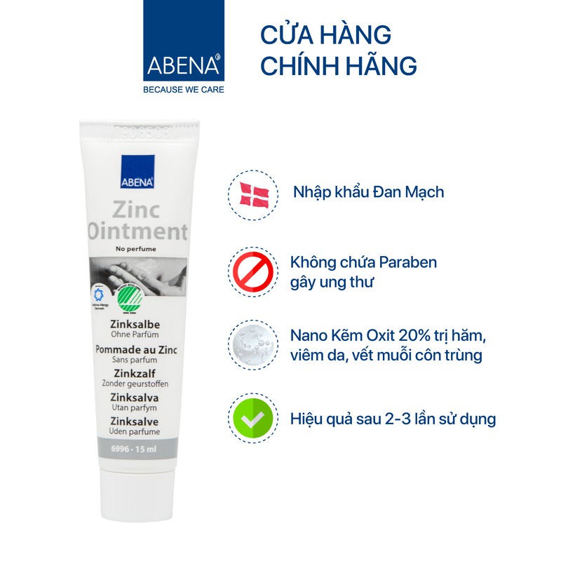 [ HIỆU QUẢ 2-3 LẦN SỬ DỤNG ] - KEM CHỐNG HĂM ABENA ZINC OINMENT 15ML - CHO TRẺ EM VÀ NGƯỜI LỚN