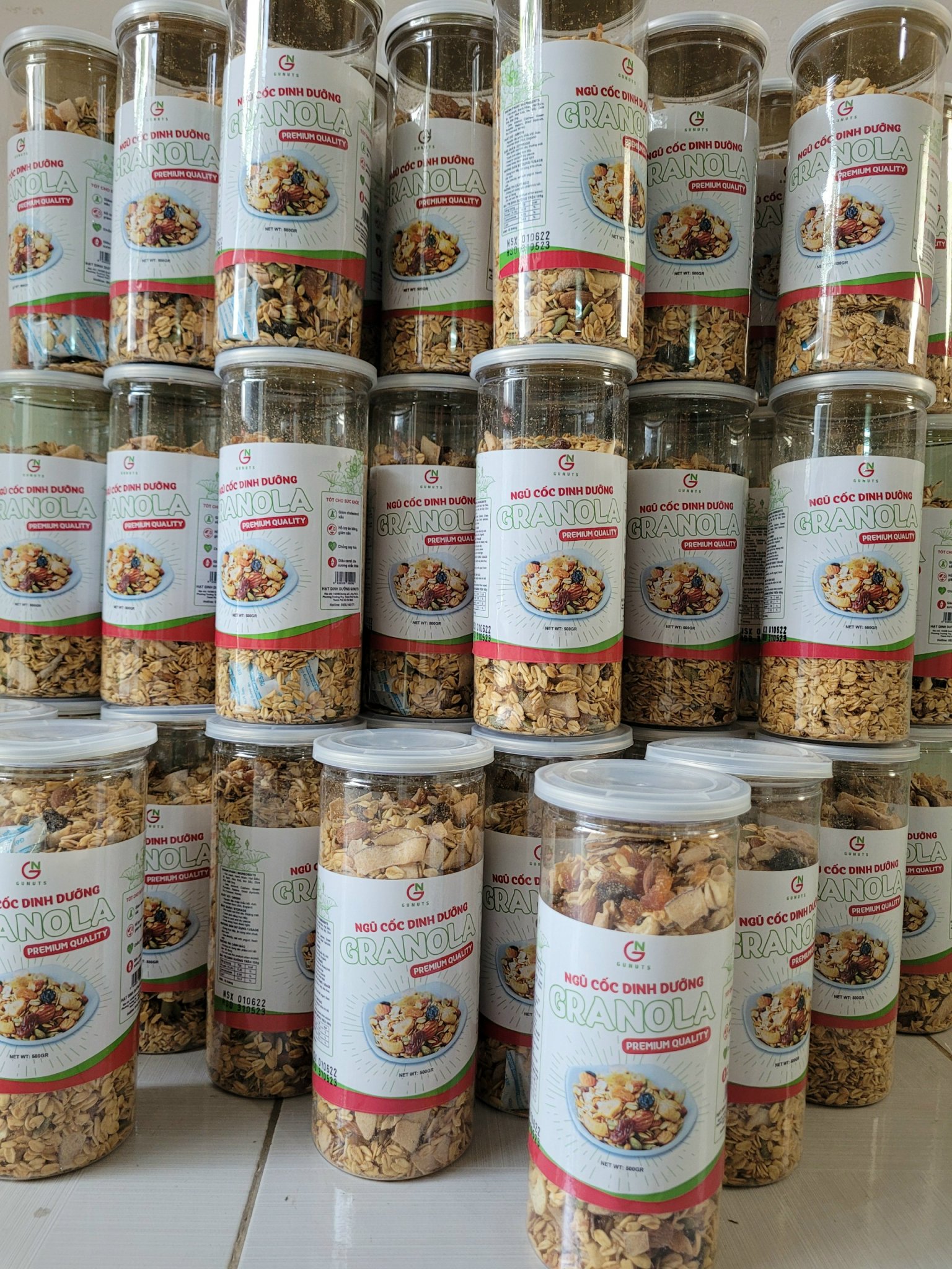 Granola Ngũ Cốc Ăn Kiêng - Ngũ Cốc Granola Siêu Hạt Gunuts Không Đường Chính Hãng Giúp Bổ Sung Và Phát Triển Trí Não Hộp 500g