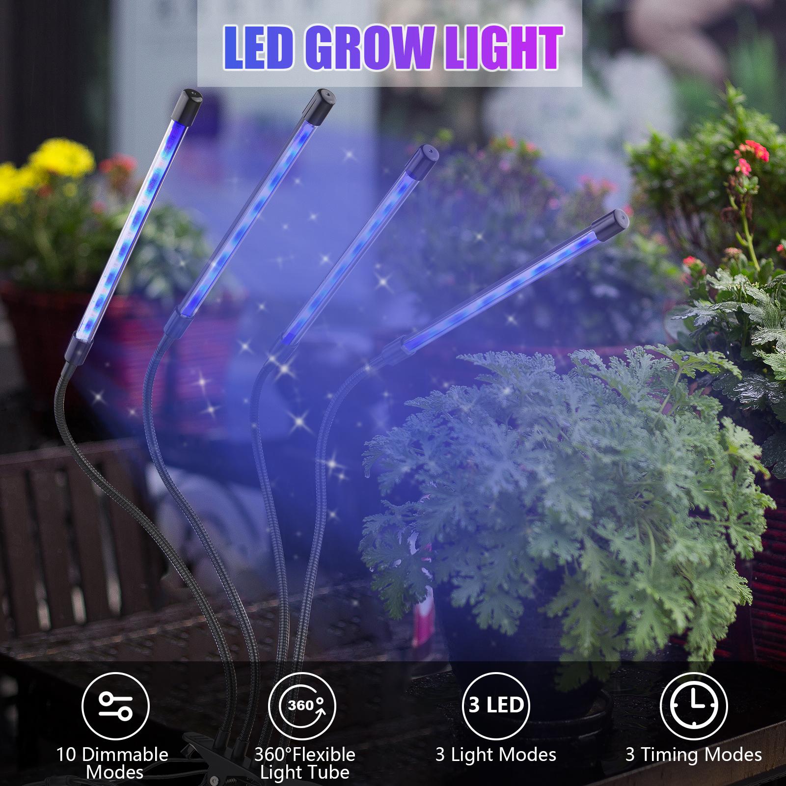 Đèn 4 Đầu Phát Sáng 84 Đèn Led Trồng Cây Quang Hợp Trong Nhà 10 Mức Độ Mờ 3/9 / 12H Hẹn Giờ 3 Chế Độ Chiếu Sáng