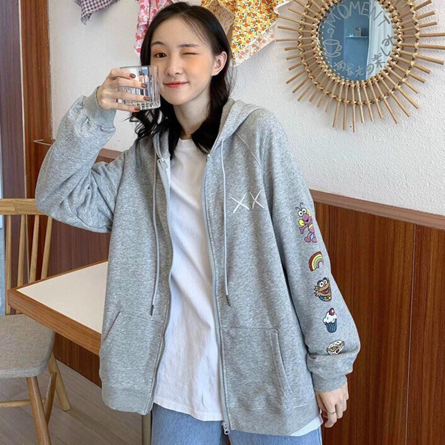ÁO HOODIE - ÁO KHOÁC NỈ NGOẠI Dây Kéo XX (HD2080 - In Hoạt Hình Tay) (Bảo Bảo Store