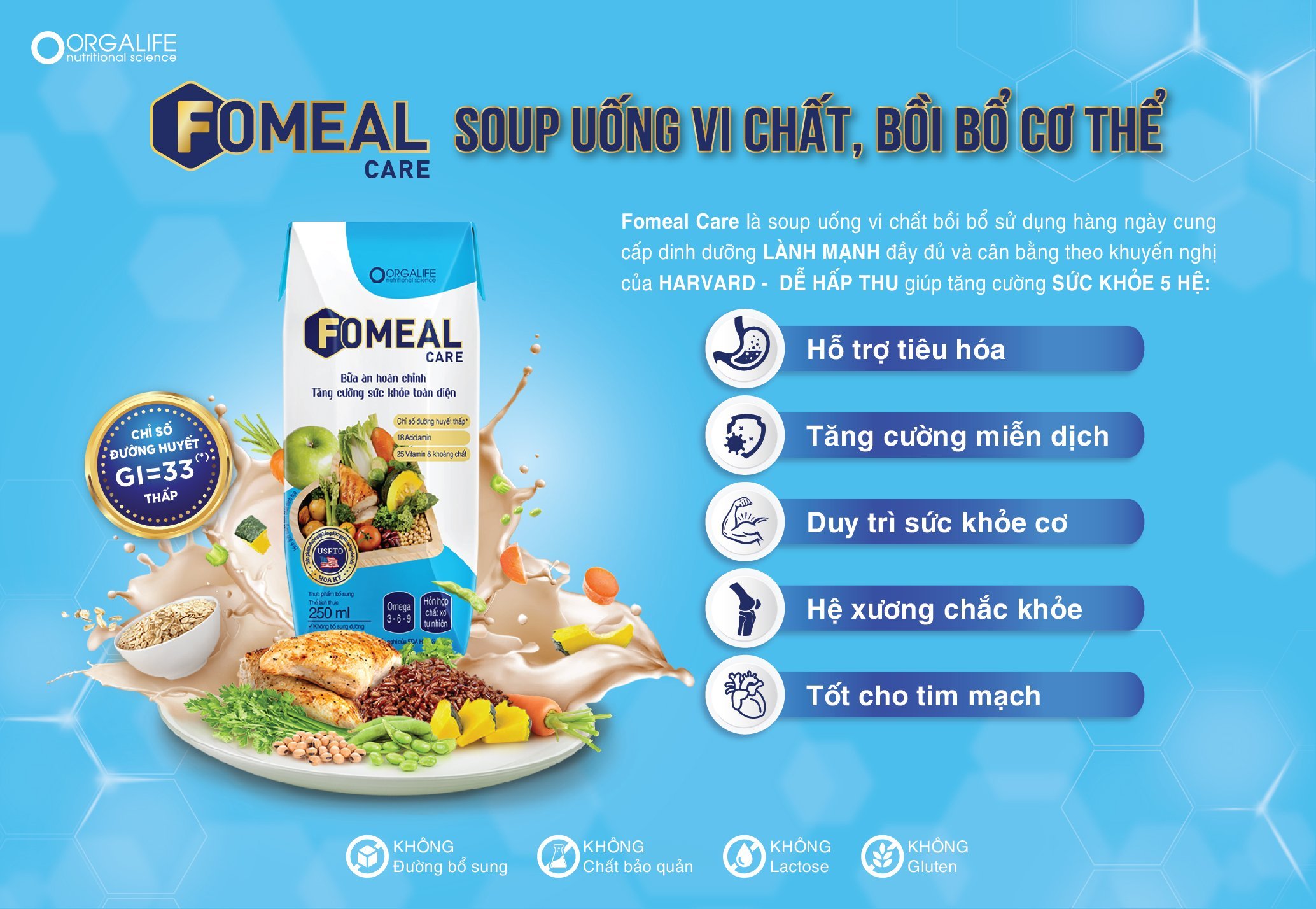 Hộp quà soup uống vi chất Fomeal Care 250ml (5 hộp x 250ml) - Dinh dưỡng ổn định đường huyết, tăng cường sức khỏe, bồi bổ cơ thể