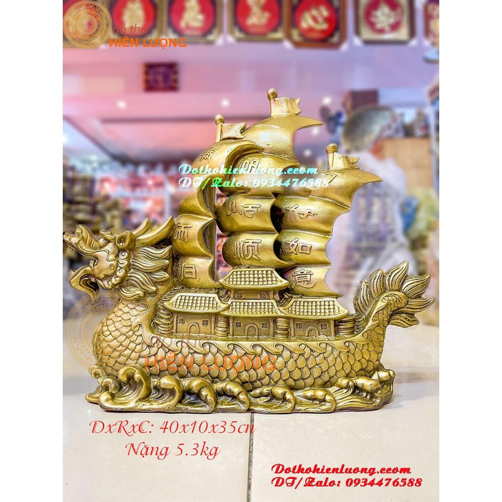 Thuyền Đầu Rồng - Thuận Buồm Xuôi Gió Màu Vàng Bằng Đồng Thau Nguyên Chất Phong Thủy Các Cỡ
