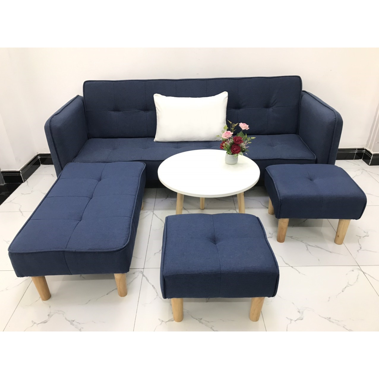 Cả bộ sofa bed L sofa giường tay vin phòng khách salon sivali09 sopha