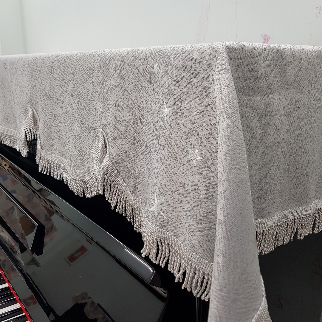 Khăn phủ đàn Piano cơ mẫu ngôi sao xám màu bạc