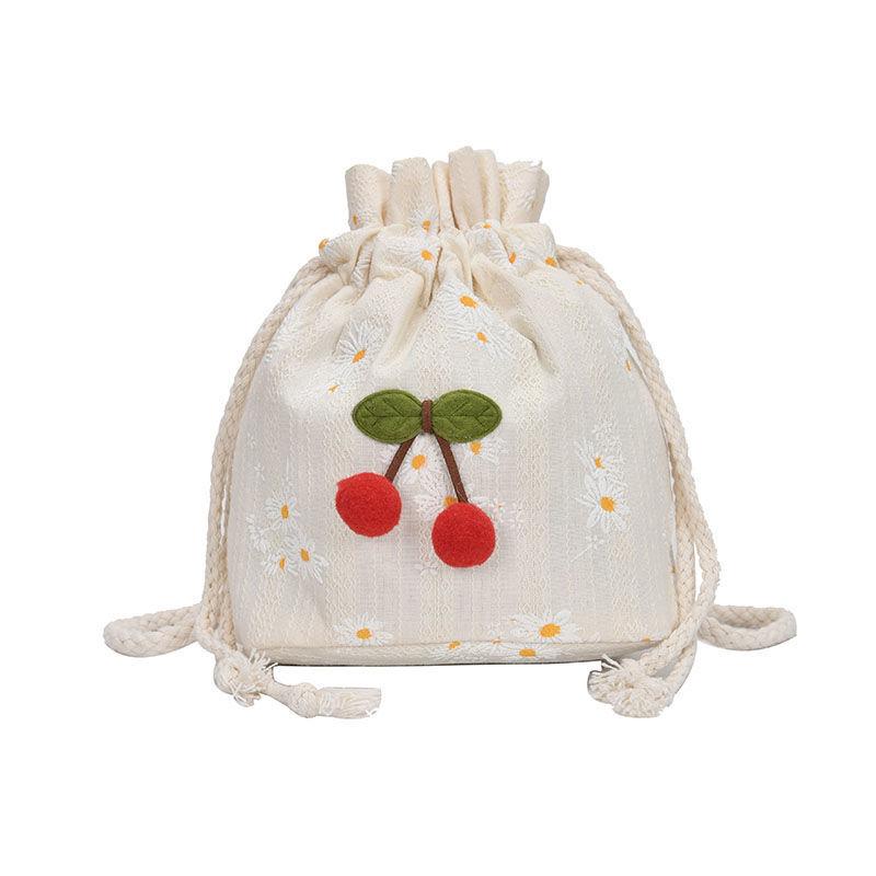 Straw Bag Lace Bucket Bag Women's Shoulder Bag Crossbody Small Bag
