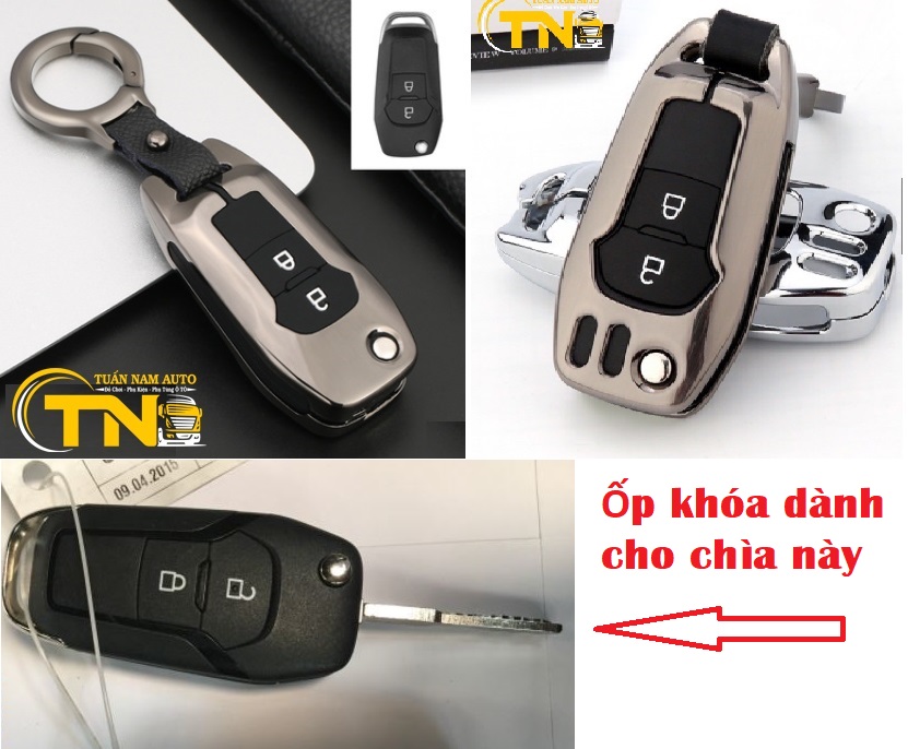 Ốp Chìa Khóa Ford Ranger XLT Kim Loại Áo Lót Cao Su Chìa Gập, Chìa Cơ