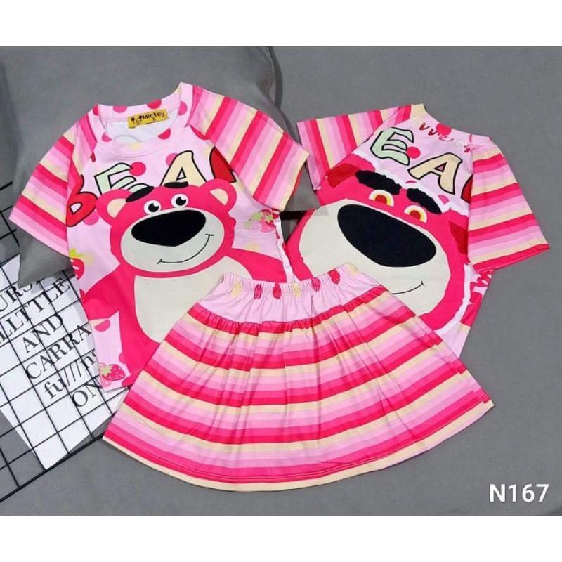 Set bộ áo chân váy thun lạnh 3D bé gái cực xinh
