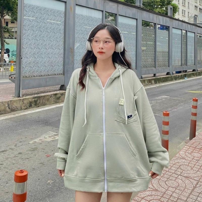 Áo Khoác Hoodie Unisex Zip Nỉ Bông ICON SAD :( màu MINT Nam nữ unisex/Áo hoodie dây kéo có mũ form rộng Jaystoree