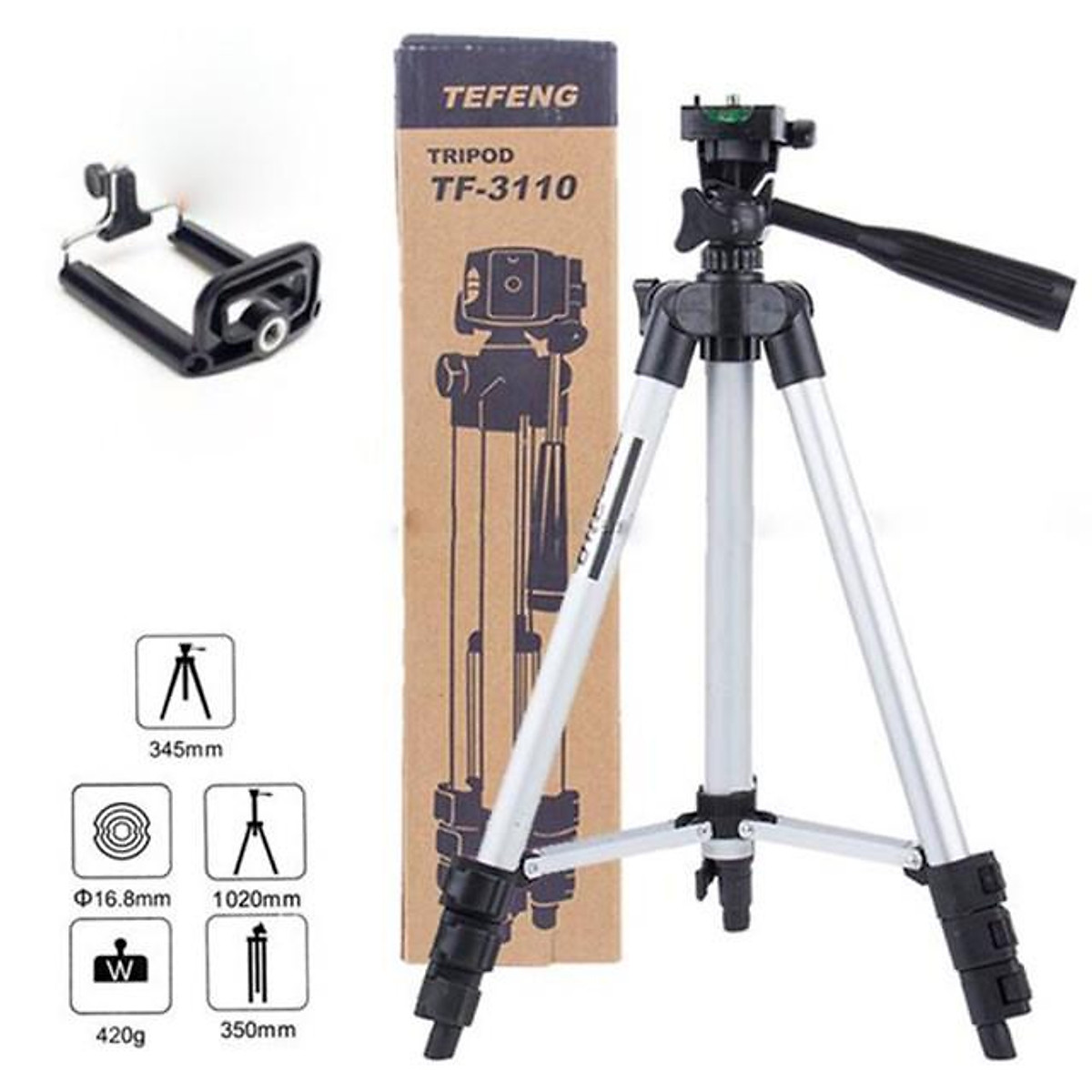 Gậy chụp ảnh 3 chân Tripod 3110 có kẹp điện thoại 3 chân kéo dài cao 1020mm giá đỡ điện thoại máy ảnh tiện lợi