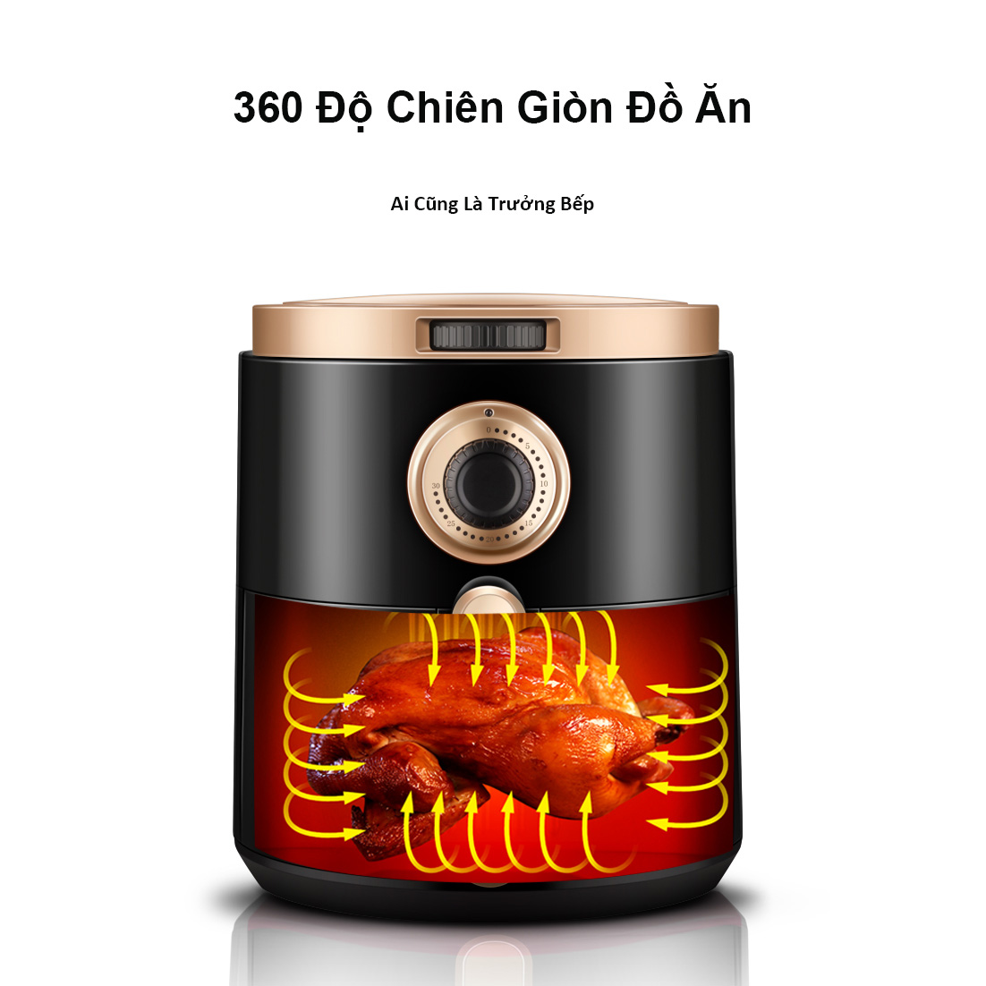 Nồi Chiên Không Dầu 5L Dung Tích Nồi 5L Lớn Chỉnh Cơ Nút Xoay Chỉnh Nhiệt Độ Và Thời Gian Mẫu 2020