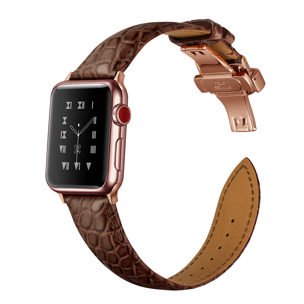 Dây Da Cá Sấu France Khóa Bướm Chống Gãy dành cho Apple Watch 38/40/41mm