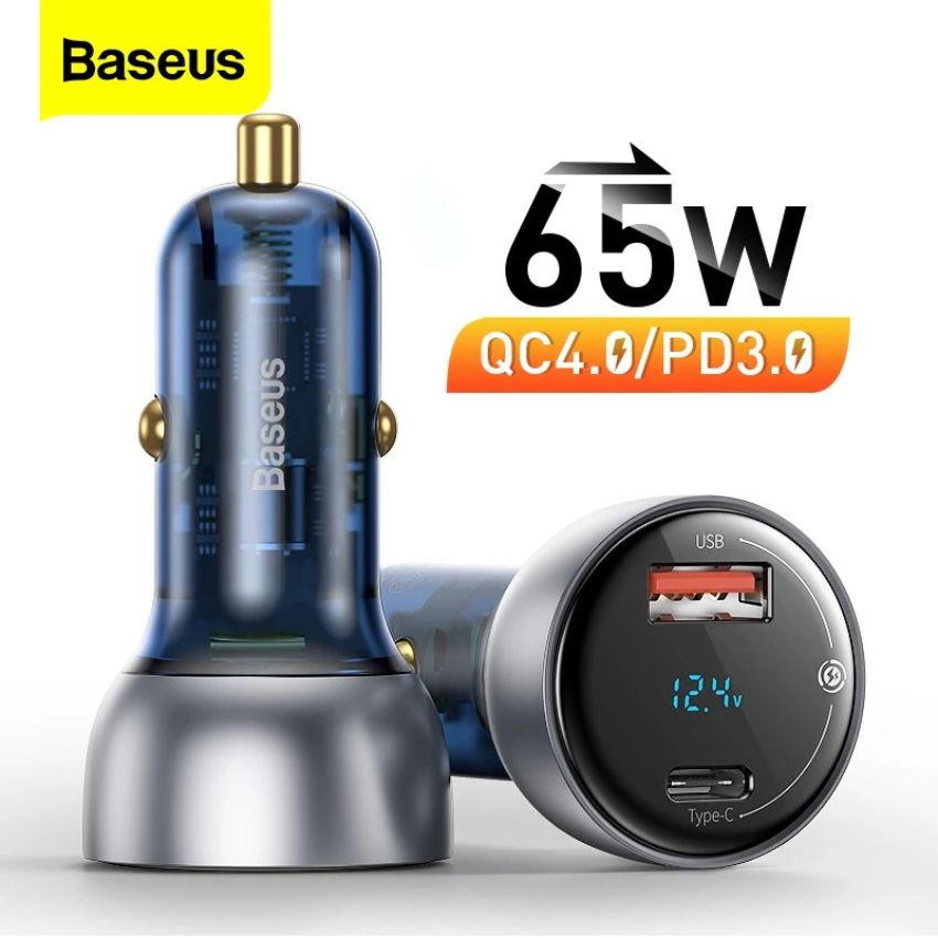 Tẩu sạc Baseus Particular Digital Display Dual nhanh dùng trên xe hơi 65W CCKX- hàng chính hãng