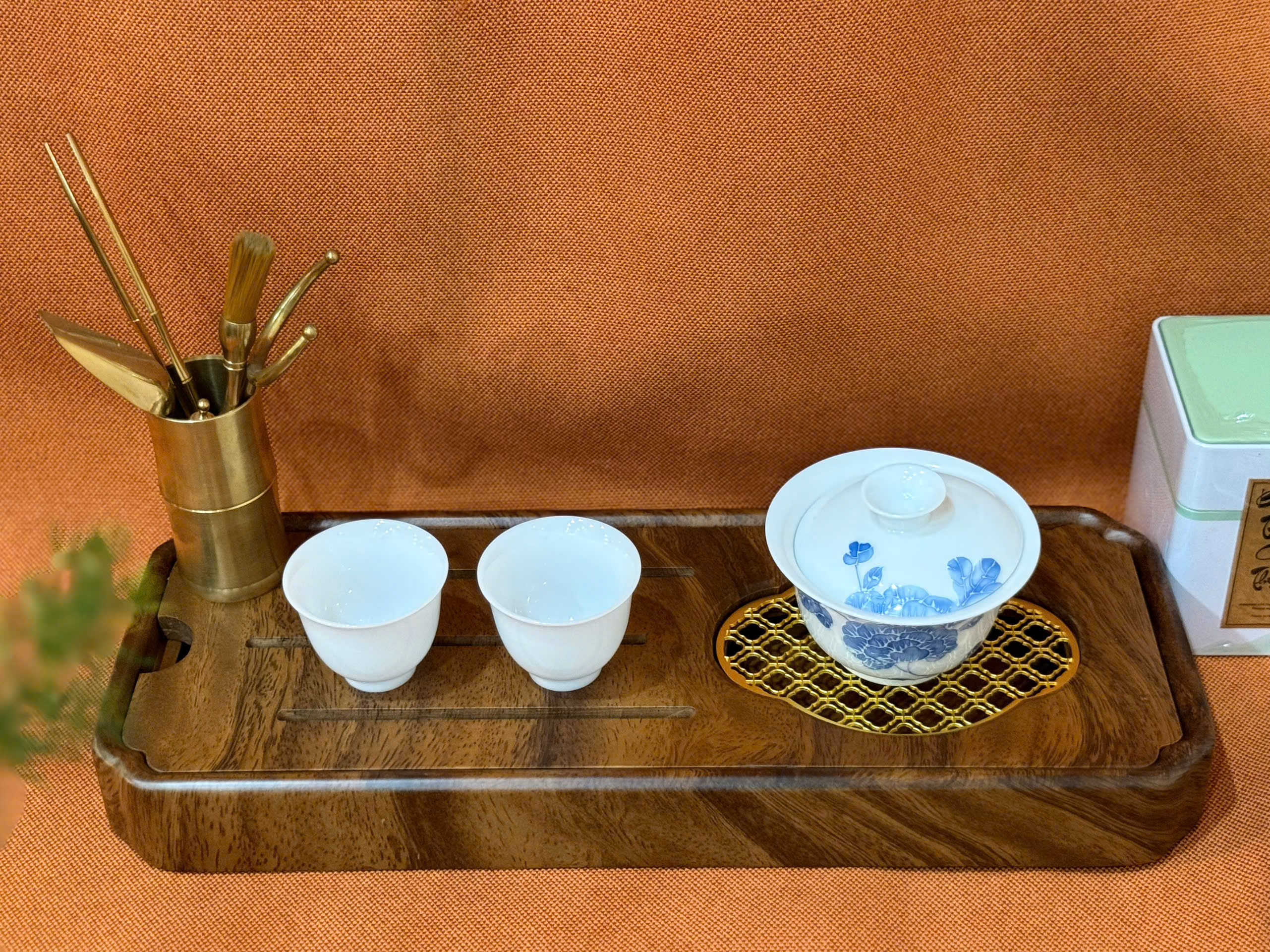 KHAY TRÀ KIM LIÊN CHẤT LIỆU GỖ CẨM LAI - CÓ BỆ THOÁT NƯỚC - ĐỘ BỀN CAO - WOOD TEA TRAY