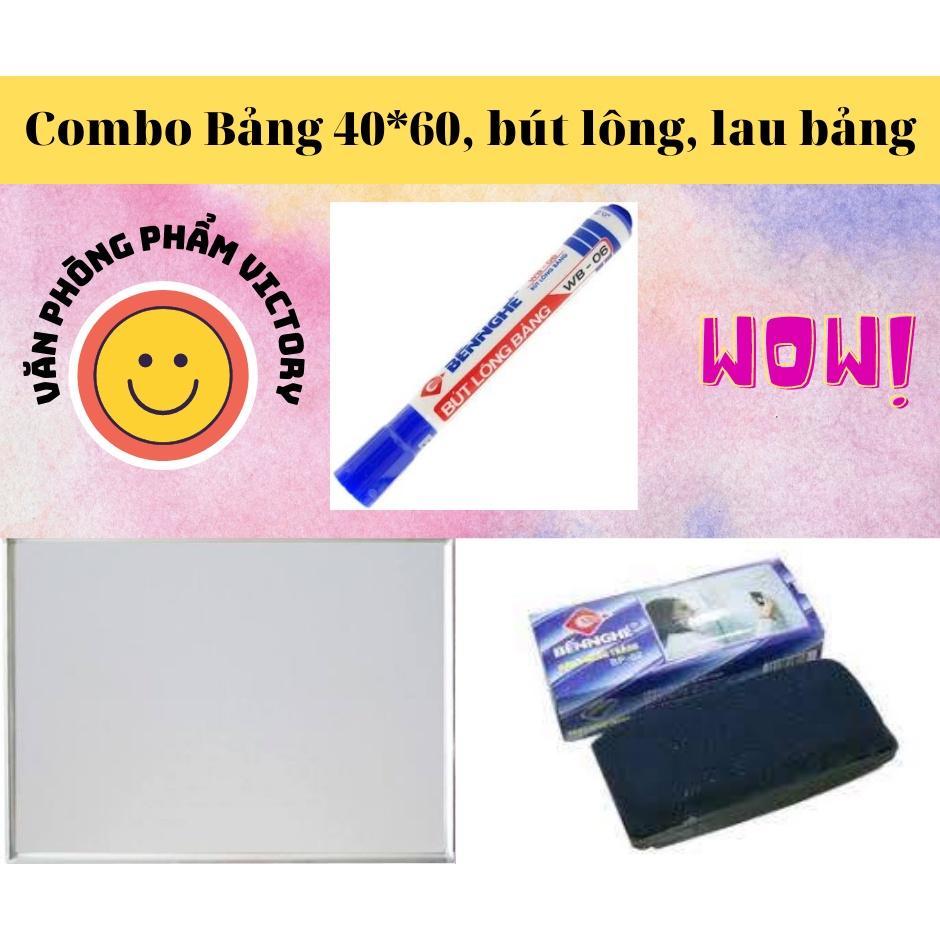 Bảng MICA 40x60 viết bút lông viền nhôm - có khay đựng bút, tặng bút (LOẠI TỐT)