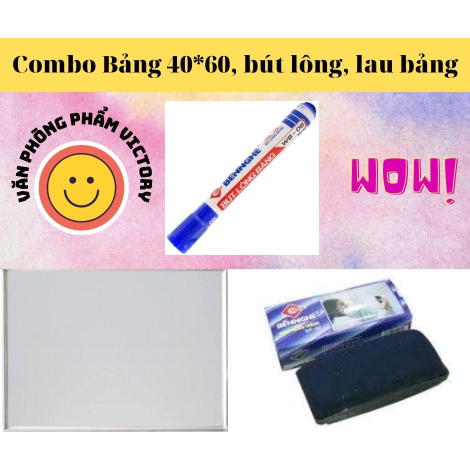 Bảng MICA 40x60 viết bút lông viền nhôm - có khay đựng bút, tặng bút