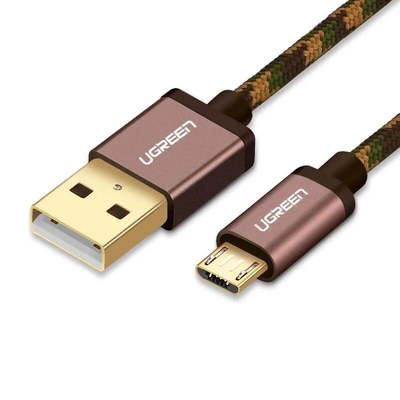 Ugreen UG40426US246TK 1.5M màu Nâu Cáp sạc truyền dữ liệu USB 2.0 sang MICRO USB dây bọc lưới - HÀNG CHÍNH HÃNG