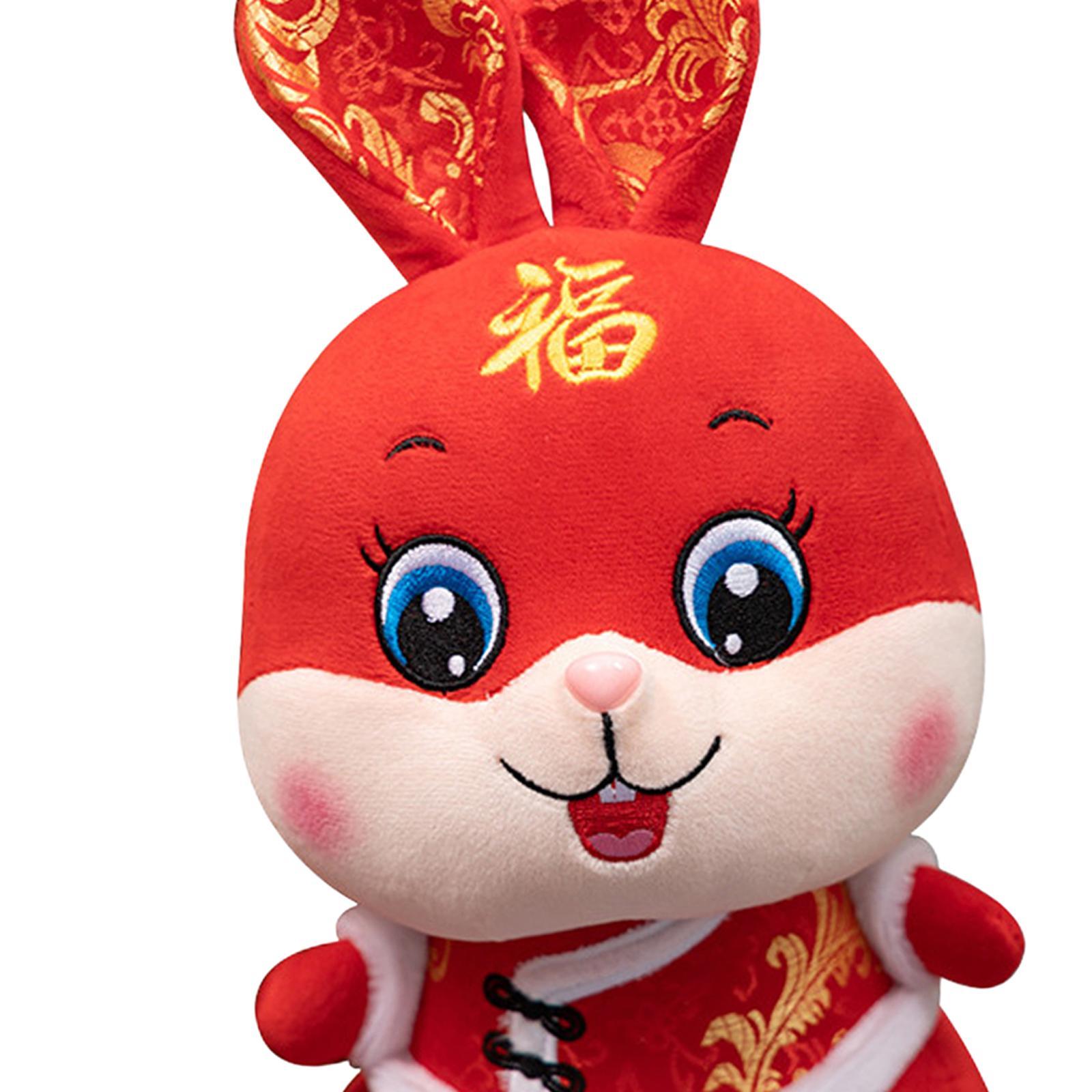 Chinese New Year Rabbit Plush Toy Blessing Throw Pillow for Table Home Gift
